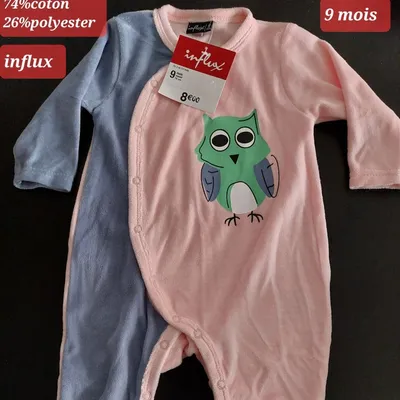 Grenouillère motif hibou fille 9 mois 